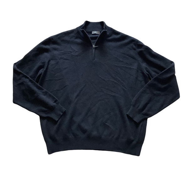 100% CASHMERE MADE IN ITALY AVON CELLI 1/4 Zip Black Sweater - Picture 1 of 6